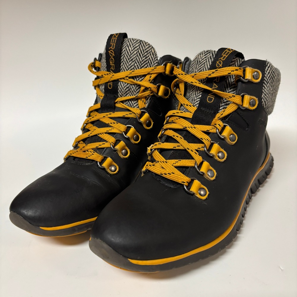 Cole Haan Zerogrand Waterproof Hiker Boots Black Herringbone W04238 Womens 7B